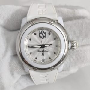 Glam Rock Stainless Steel Back White Stripes Wristwatch 1