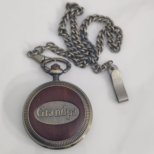 Grandpa Wood Insert Pocket Watch