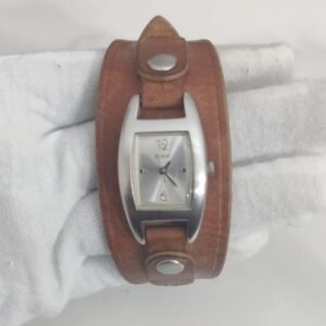 Guess Stainless Steel Back Leather Stripe Japan Movement Ladies Wristwatch 1