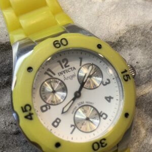 Invicta Angel Tritnite 0700 White Dial Yellow Strap Womens Watch c726 1