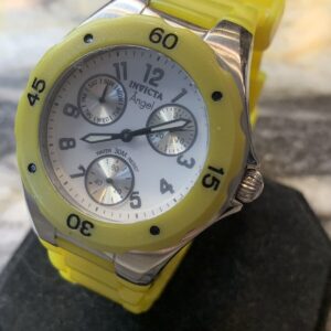 Invicta Angel Tritnite 0700 White Dial Yellow Strap Womens Watch c726 3