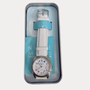 Nurse Matters Stainless Steel Back White Stripe Wristwatch 1