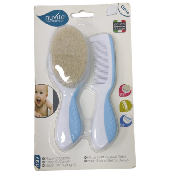 Nuvita Baby Hair Styling Natural Wool Bristles & Comb Kit