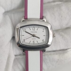 PEDRE Stainless Steel Back Leather Stripes Ladies Wristwatch 2