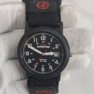 Timex Expedition Indiglo Black Stripe Sport Type Wristwatch