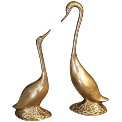 Two Brass Swans 7″ & 9″