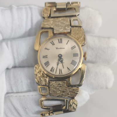 Vintage Vendome 7 Jewels Mechanical Ladies Wristwatch Gold Tone France