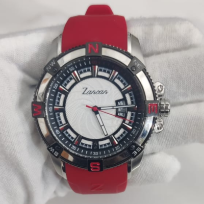 Zancan Stainless Steel Back Red Stripe Wristwatch