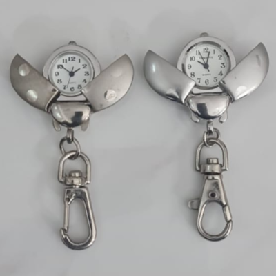 2 Lady Bird Shape Stainless Steel Back Pocket Watch/Key Chain