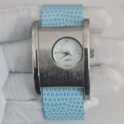 56724MAF Stainless Steel Back Leather Stripe Ladies Wristwatch