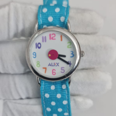 Alex Quartz Stainless Steel Back Wristwatch With Four Different Color Stripes