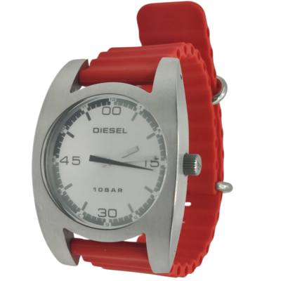 Diesel DZ-4025 110309 Stainless Steel Back Red Silicone Stripes Wristwatch