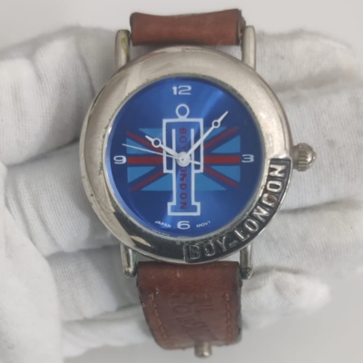Boy London 37W Stainless Steel Back Leather Stripes Wristwatch