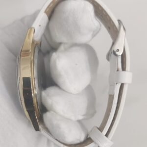 Consort V-121 Frosty Snowman Stainless Steel Back White Leather Stripes Wristwatch 4