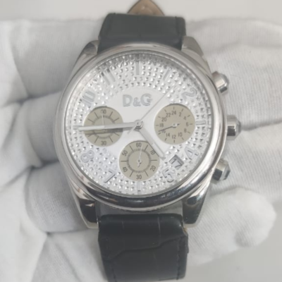 Dolice & Gabbana D&G Stainless Steel Back Leather Stripes Wristwatch