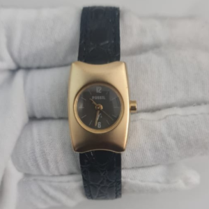 Fossil F2 ES-8757 Stainless Steel Back Leather Stripes Wristwatch With Original Box 1