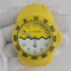 GeBO G1200-0588 Stainless Steel Back Yellow Sillicone Stripe Wristwatch 1