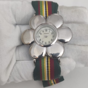 Geneva 4159 Stainless Steel Back Flower Shape Dial Wristwatch