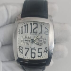 Guess G90111G Stainless Steel Back Japan Movement Leather Stripes Wristwatch 2