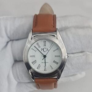 PCA Stainless Steel Back Leather Stripes Wristwatch 1