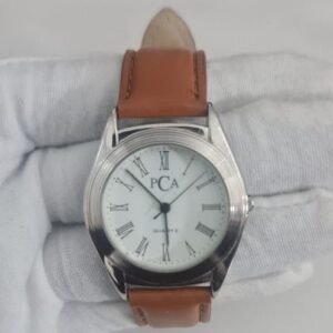 PCA Stainless Steel Back Leather Stripes Wristwatch 2