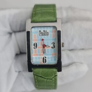 Palito Stainless Steel Back Green Leather Stripes Ladies Wristwatch 1