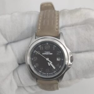 Timex Expedition 957 Stainless Steel Back Leather Stripes Wristwatch 1