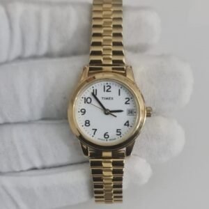 Timex UU Stainless Steel Back Gold Tone Stainless Steel Back Ladies Wristwatch Bracelet 1
