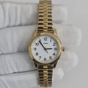 Timex UU Stainless Steel Back Gold Tone Stainless Steel Back Ladies Wristwatch Bracelet 2