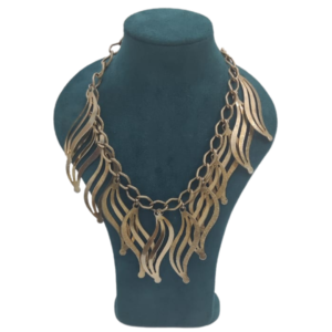 Vintage Gold Tone Leaves Theme Necklace