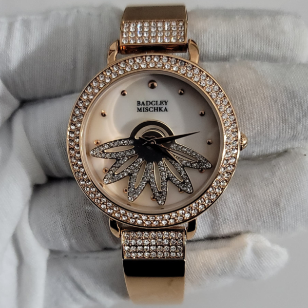 Badgley Mischka BA1380Y121E6 Stainless Steel Back Rose Gold Tone Ladies Wristwatch