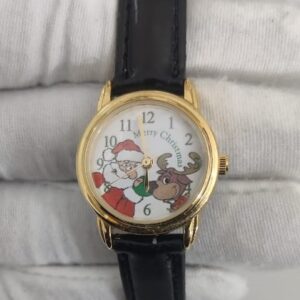 Christmas Theme 19-212 Stainless Steel Back Japan Movement Leather Stripes Ladies Wristwatch 2