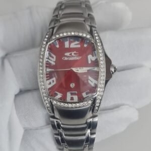 ChronoTech Stainless Steel Back Red Bubble Dial Wristwatch 1