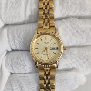 Citizen Quartz 872634 Gold Tone Stainless Steel Back Japan Movement Ladies Wristwatch 1