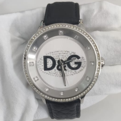 D&G Dolice & Gabbana Stainless Steel Back Leather Stripes Wristwatch