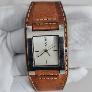 DKNY Stainless Steel Back Leather Stripe Wristwatch 1