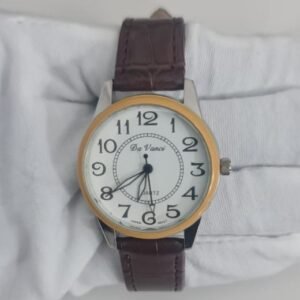 Da Vinci Stainless Steel Back Japan Movement Leather Stripe Wristwatch 1