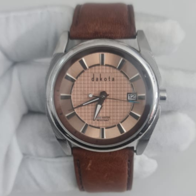 Dakota Stainless Steel Back Japan Movement Leather Stripes Wristwatch