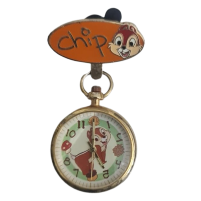 Vintage Disney Land Chipmunk Theme Honk Kong Movement Collectable Pin Watch