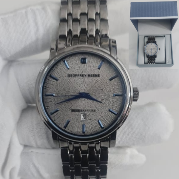 Geoffrey Beene Genuine Blue Sapphire Stainless Steel Back Japan Movement Wristwatch