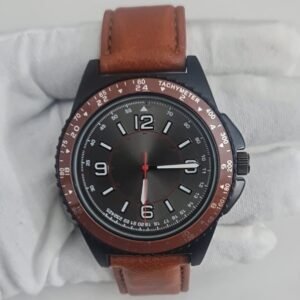 George 282043BKG Stainless Steel Back Brown Leather Stripes Wristwatch 4