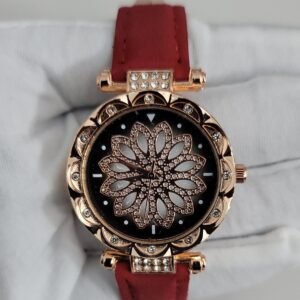 Gold Crystal Stone Decorative Analog Dial Stainless Steel 2