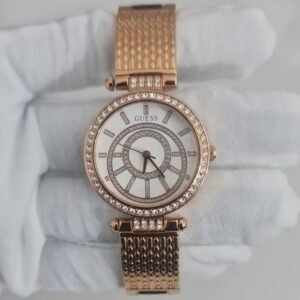 Guess Rose Gold Tone Stainless Steel Back Japan Movement Ladies Wristwatch 1