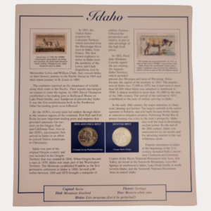 Idaho The Gem State 1890 With Idaho Statehood Quarter-Dollars Coins 2007 & State Stamps 1