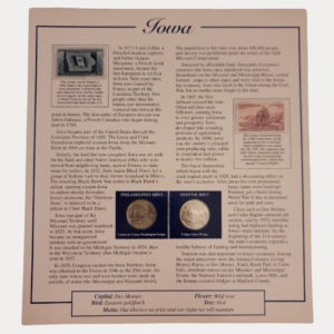 Iowa The Hawkeye State 1846 Iowa Statehood Quarter-Dollars Coins 2004 & State Stamps 1