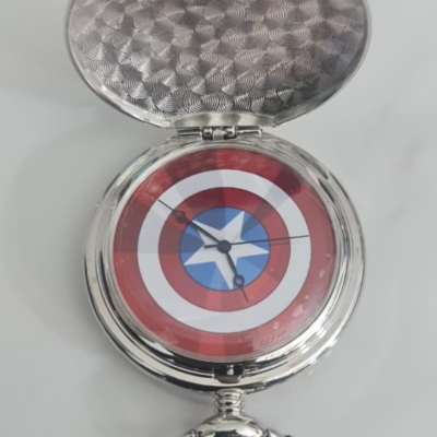 Marvel Avengers Captain America Shield P234-2657-4 19237 Japan Movement Pocket Watch