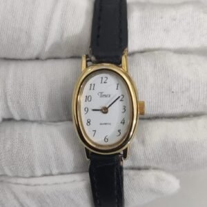 Timex G9 Stainless Steel Back Leather Stripes Ladies Wristwatch 2