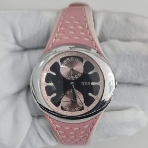 Titus 06-0789 Stainless Steel Back Pink Leather Stripe Wristwatch 2