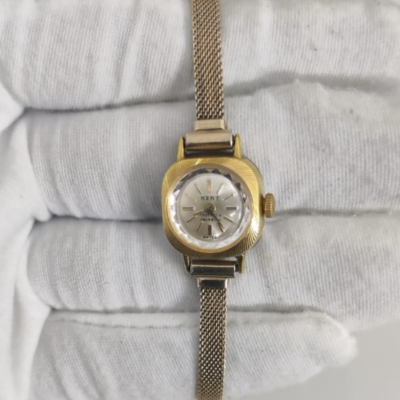 Vintage Hand Winding Kent Gold Tone  Swiss Made Ladies Wristwatch