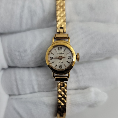 Vintage Lip Dauphine 978368 Hand Winding Gold Tone Stainless Steel Back Ladies Wristwatch